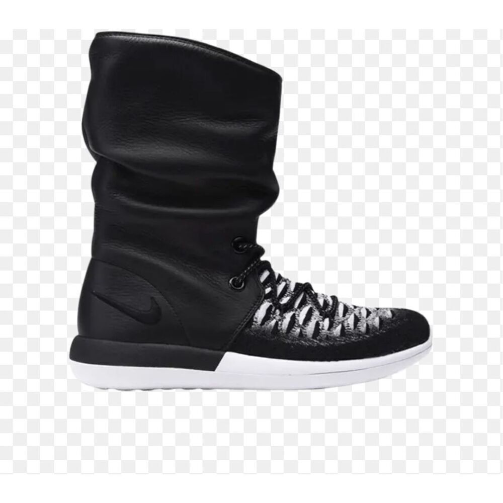 Nike Air Women’s Rosche 2 Flyknit Hi Black & White Sock Sneaker Boot sz 5 NWOB